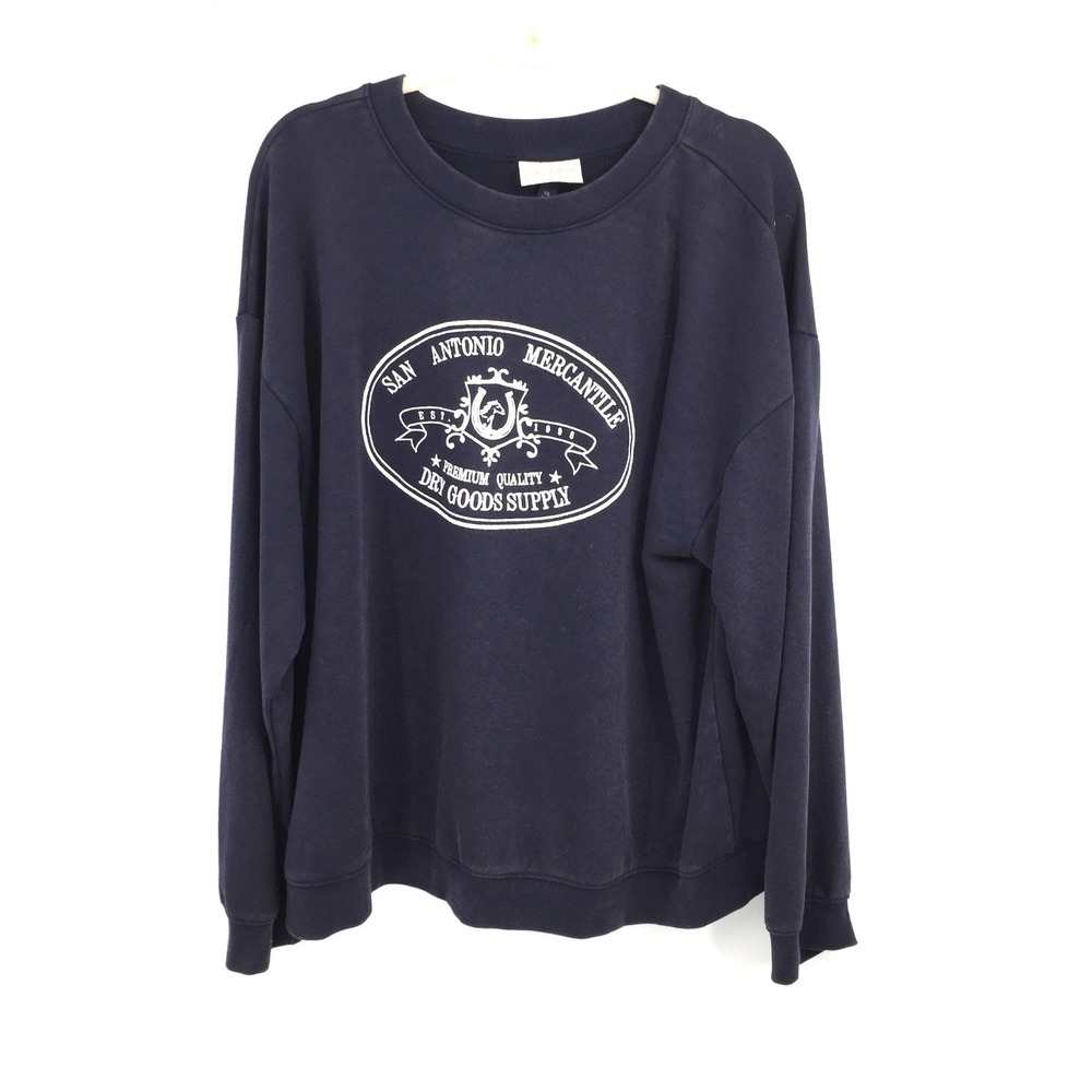 NEW Universal thread Navy blue embroidered coastal western cowgirl crew neck XXL